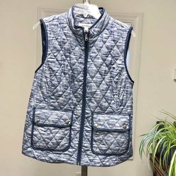 CROFT & BARROW LIGHT BLUE STRIPLE WOMENS 2 POCKESTS SLEEVELESS SIZE M WG - Picture 5 of 9